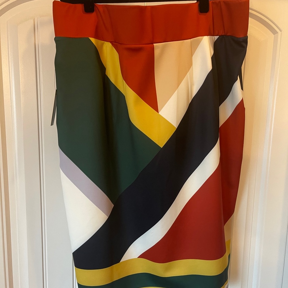 Eloquii Multicolor Geometric Pencil Skirt